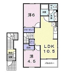 サニーハイツD 2LDKの間取図画像