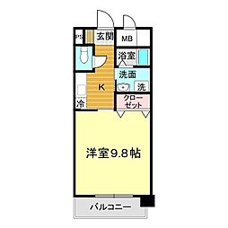 ラフィーネ不動今井 1Kの間取図画像