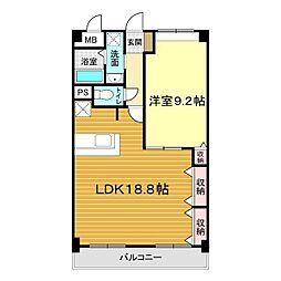 福パレスランデュールA 1LDKの間取図画像