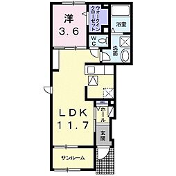 メゾン・ハヤブサ2A 1LDKの間取図画像