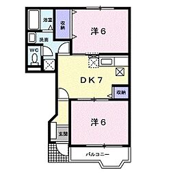 スクエアールート2001 2DKの間取図画像
