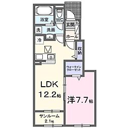 黒川アパート 1LDKの間取図画像