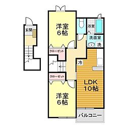 アルカデヌエースB 2LDKの間取図画像