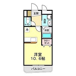 シャン・ド・フレーズ2 ワンルームの間取図画像
