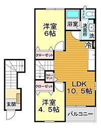 パストラルB 2LDKの間取図画像