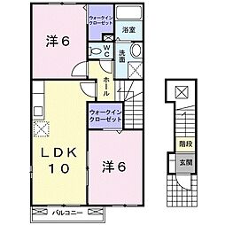 ラルジュ・メゾンA 2LDKの間取図画像