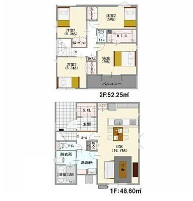 間取り 未使用戸建　北区弓削3丁目　1号棟