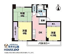 五番町住宅A棟 3DKの間取図画像