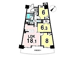 ダイアパレスUアリーナ 3LDKの間取図画像