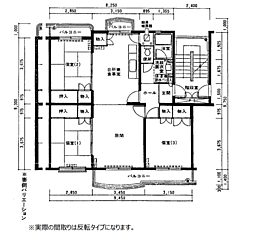 かわつる三芳野団地6号棟 3LDKの間取図画像