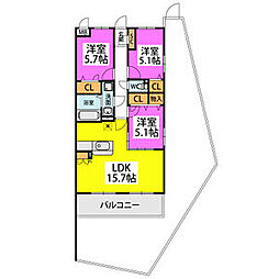 アトレ 3LDKの間取図画像