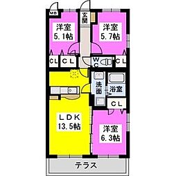 サントラップ 3LDKの間取図画像