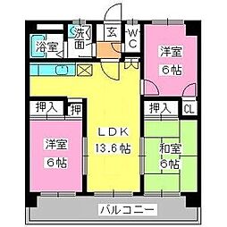 ロイヤルM42 3LDKの間取図画像
