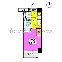 SOL周船寺 1Kの間取図画像