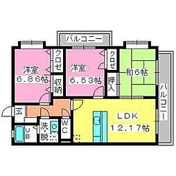 シャルマン室見 3LDKの間取図画像