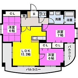 ラ・メール百道浜通り 3LDKの間取図画像