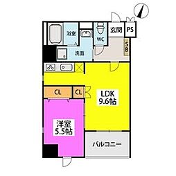 J-PLACE久留米 1LDKの間取図画像