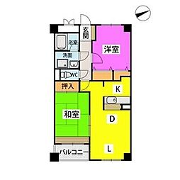 校南マンション 2LDKの間取図画像