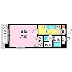 スクレーパー東 1Kの間取図画像