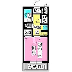 プレデュ・パルク壱番館 1Kの間取図画像