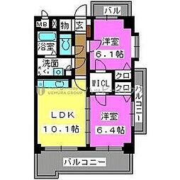 ヴァンクレール 2LDKの間取図画像