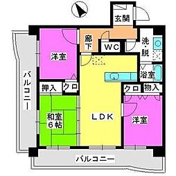 グランドハイツ廣善 3LDKの間取図画像