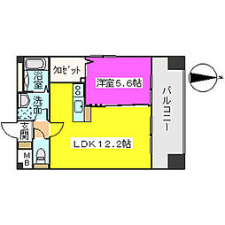 MM-5 1LDKの間取図画像