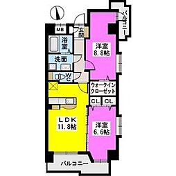 モンテ・オットー西公園 2LDKの間取図画像