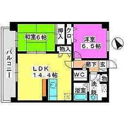 グランドハイツ廣善 2LDKの間取図画像