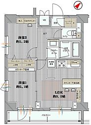 メインステージ蒲田6エグザ 2DKの間取図画像