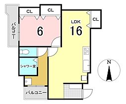 厚木サンハイツ 1LDKの間取図画像