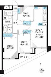 サンフラワー等々力 3LDKの間取図画像