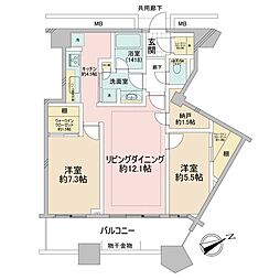 芝浦アイランドケープタワー 2SLDKの間取図画像