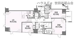 ジオグランデ白金台 3LDKの間取図画像