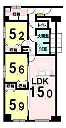 スカイハイツ麻生2号棟 3LDKの間取図画像