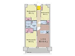 東急ドエルアルス横浜蒔田 3LDKの間取図画像