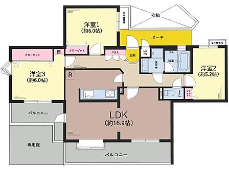 3LDK 間取り