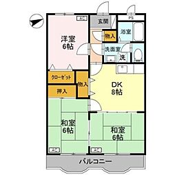 ピュアタウン花園 3DKの間取図画像