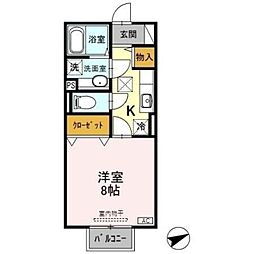 セジュールモナリエA 1Kの間取図画像