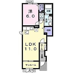 チェスタ仲町 1LDKの間取図画像