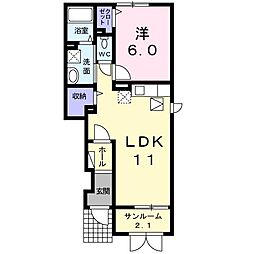 シーダー・フォレスト 1LDKの間取図画像