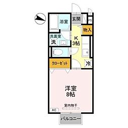 ベルセレーノ 1Kの間取図画像