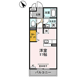 エル・スリー石橋 ワンルームの間取図画像