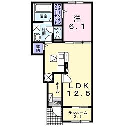 パインエコー 1LDKの間取図画像