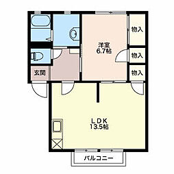 ぱれすよつやA 1LDKの間取図画像