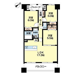 サンクレイドル習志野パセオ 3LDKの間取図画像