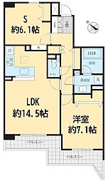 東急ドエルアルス栗平R-サイド 1SLDKの間取図画像