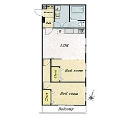 エンゼルハイム鶴見第2 2LDKの間取図画像