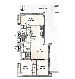 クォンタム南町田 3LDKの間取図画像