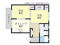 ディアスリボン 2DKの間取図画像